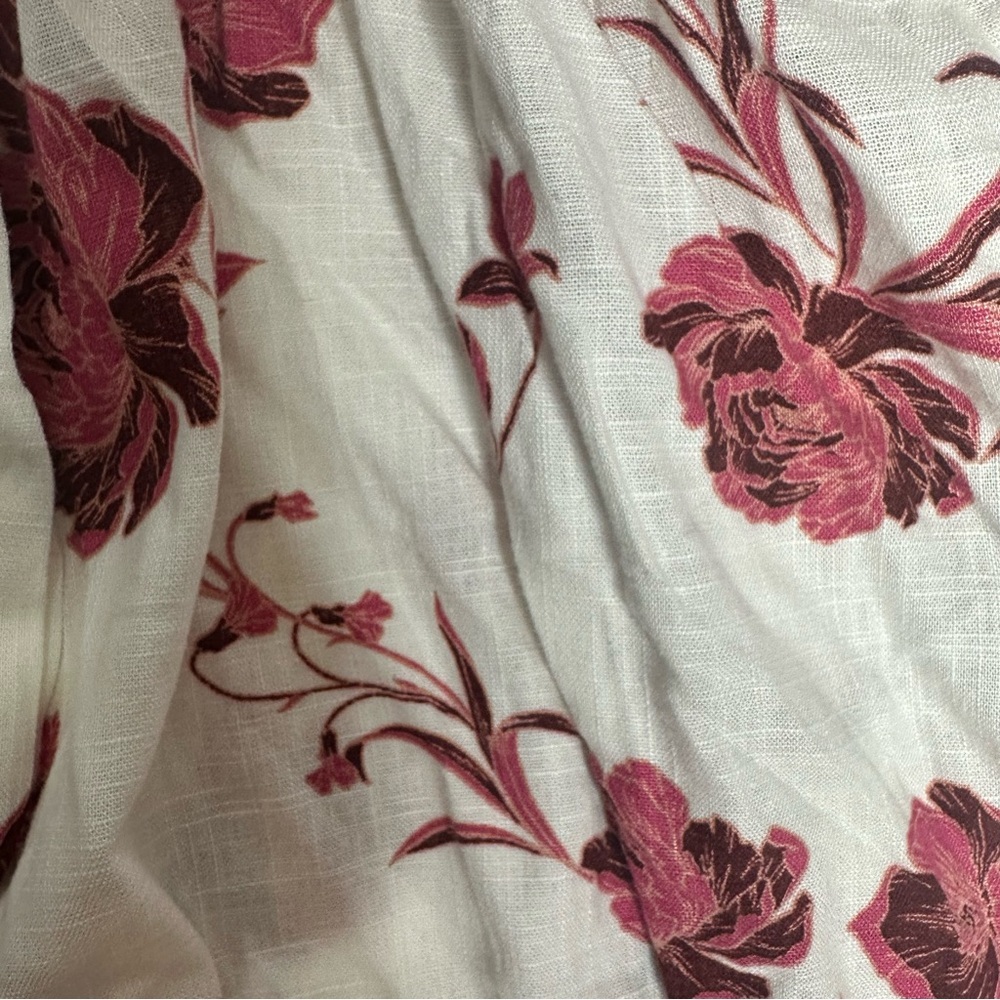 MISA Dress Small White Pink Thora Floral Ruffle Mini Wrap Abstract Peony  small - Picture 9 of 12